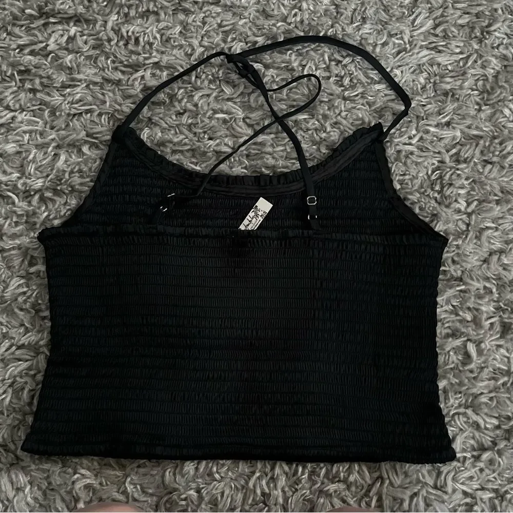 Free People Smocked Right on Time Camisole In Black size medium